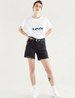 501 MID THIGH SHORT LUNAR BLAC - Jeansshorts