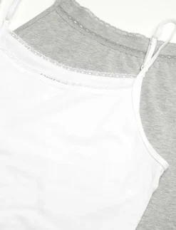 2 PACK CAMI WITH LACE - Linnen