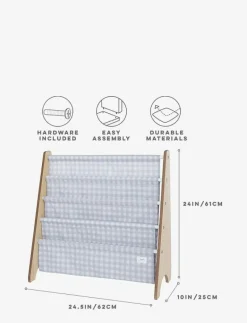 3 Sprouts Bookcase, Gingham blue - Förvaringskorgar