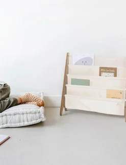 3 Sprouts Bookcase, Gingham blue - Förvaringskorgar