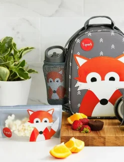 3 Sprouts Snack Bag (2 pack), Fox/Grey - Lunchlådor