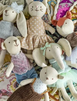 Animal friends Doll, Rose, Cotton Set of 6 - Mjukisdjur