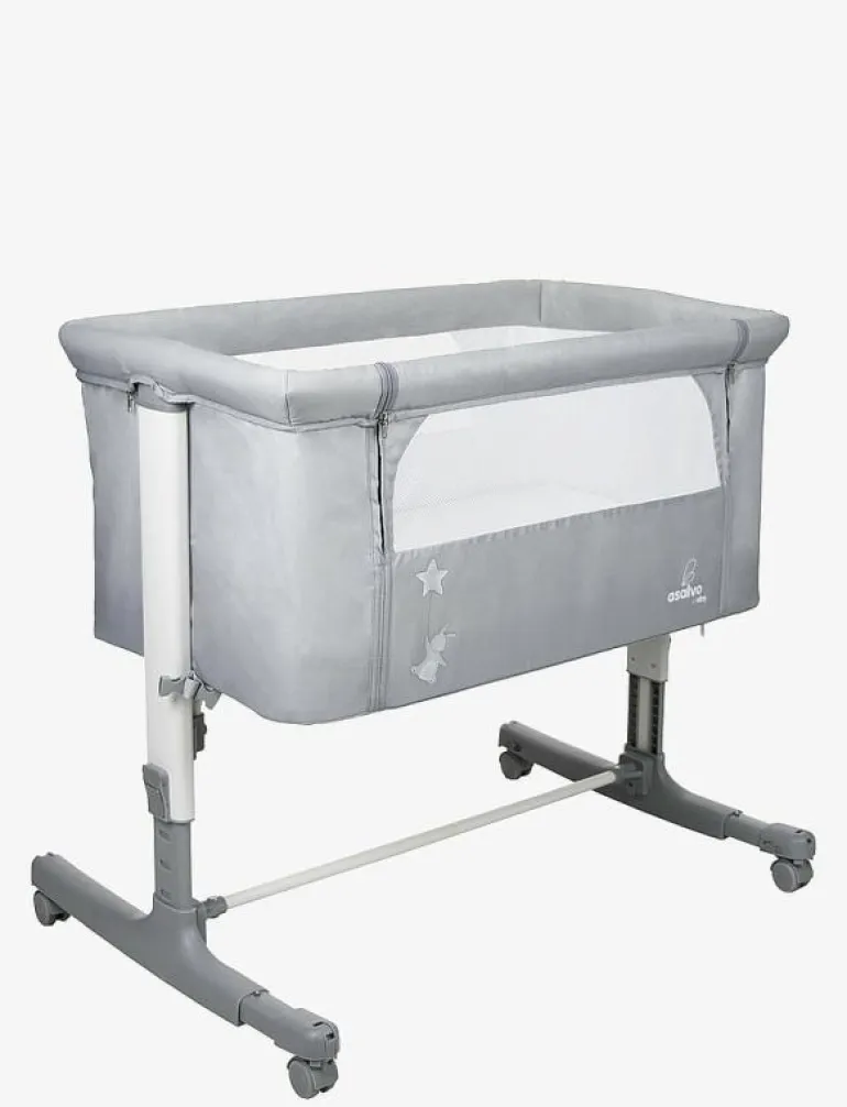 Asalvo Bedside Crib Mini Calm, Grey - Spjälsängar