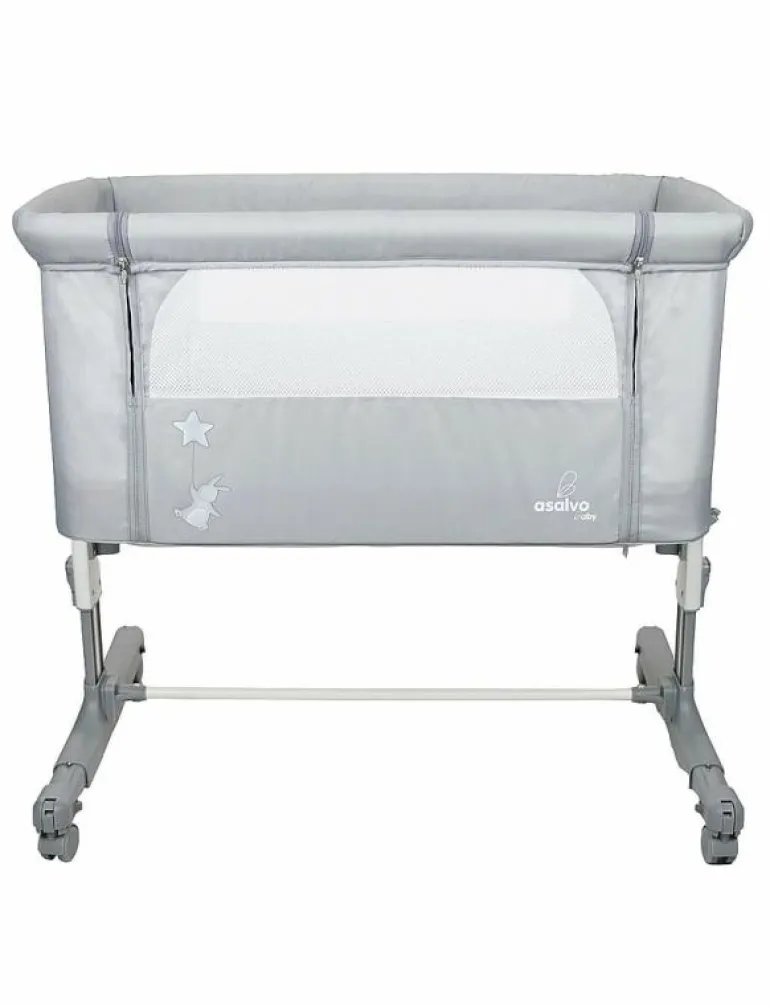 Asalvo Bedside Crib Mini Calm, Grey - Spjälsängar