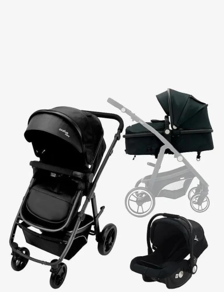 Asalvo Convertible TWO + 2, Black - Barnvagnar