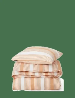 Beige/White Striped Cotton Sateen Bed Set - Påslakanset