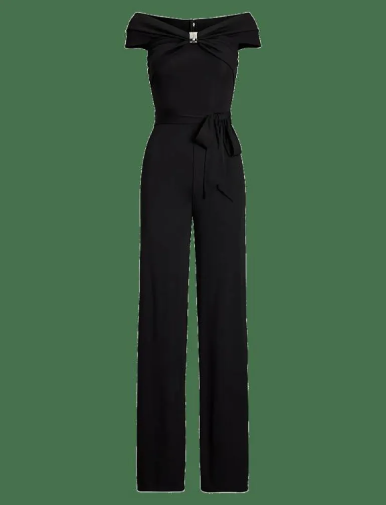 Belted Jersey Off-the-Shoulder Jumpsuit - Jumpsuits