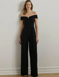 Belted Jersey Off-the-Shoulder Jumpsuit - Jumpsuits