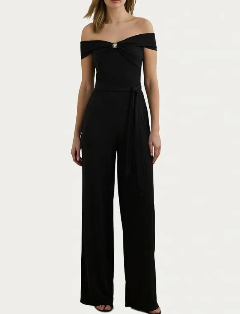 Belted Jersey Off-the-Shoulder Jumpsuit - Jumpsuits