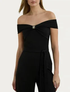 Belted Jersey Off-the-Shoulder Jumpsuit - Jumpsuits