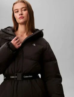 BELTED MIDWEIGHT LONG PUFFER - Dun- & vadderade jackor