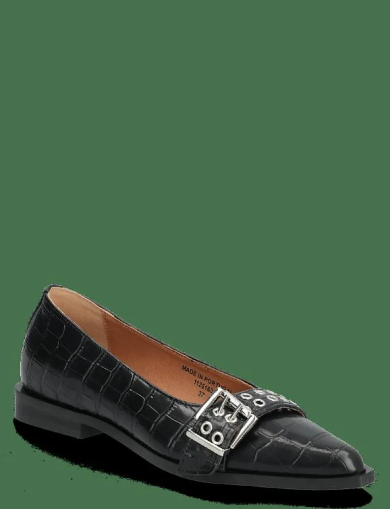 BIAVICTORIA Buckle Ballet Flat Croco Embossed Leather - Ballerinas