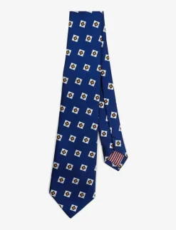 Blue Orange Triple Square Silk Tie - Slipsar
