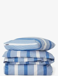 Blue/White Striped Cotton Sateen Bed Set - Påslakanset