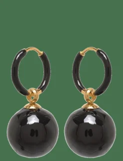 Brea Hoop Black/Silver - Hängande örhängen