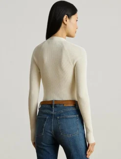 Buckle-Trim Rib-Knit Sweater - Långärmade toppar