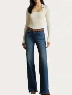 Buckle-Trim Rib-Knit Sweater - Långärmade toppar