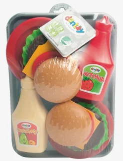 BURGER SET ON TRAY 17 PCS - Leksaksmat & Leksakstårtor