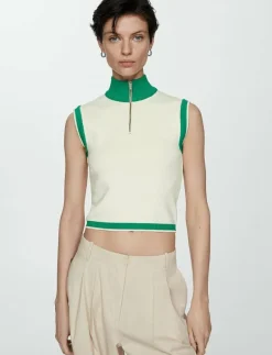 Buttoned round-neck cardigan - Stickade västar