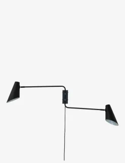 Cale svart vägglampa med/ 2 armar - Vägglampor