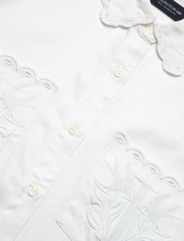 Candice Embroidered Satin Blouse - Långärmade