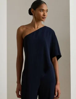 Cape Georgette One-Shoulder Jumpsuit - Jumpsuits