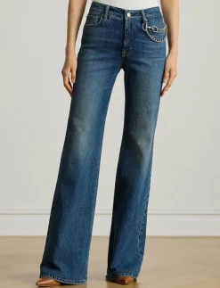 Chain-Trim High-Rise Flare Jean - Straight jeans