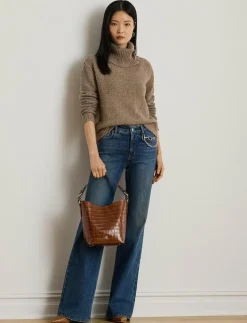 Chain-Trim High-Rise Flare Jean - Straight jeans