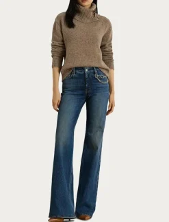 Chain-Trim High-Rise Flare Jean - Straight jeans
