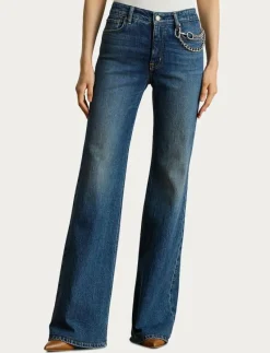 Chain-Trim High-Rise Flare Jean - Straight jeans