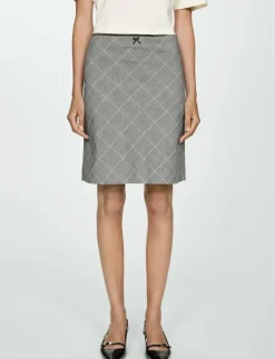 Check skirt with decorative bow - Korta kjolar