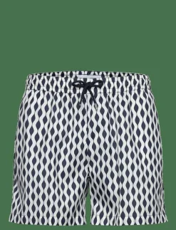 Classic Swim Shorts Navy Waves - Badbyxor