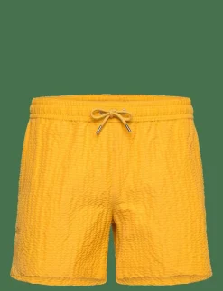 Classic Swim Shorts Yellow Seersucker - Badbyxor