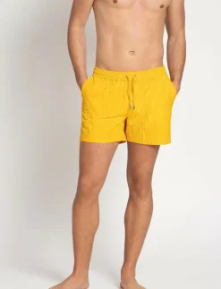 Classic Swim Shorts Yellow Seersucker - Badbyxor