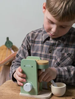 COFFEE MACHINE WOOD IN GIFT BOX 5 PARTS - Leksakskök & Tillbehör