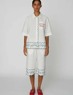 Coloured Embroidered Oversized Shir - Kortärmade skjortor