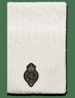 Crest-Patch Cable-Knit Scarf - Halsdukar