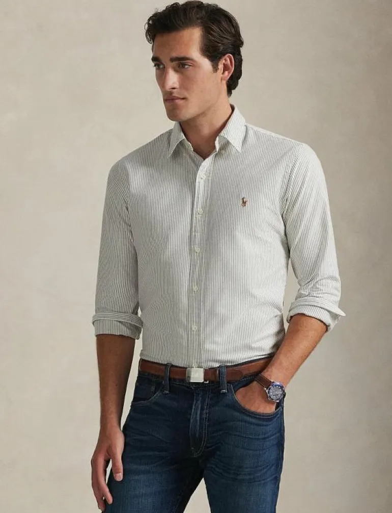 Custom Fit Striped Oxford Shirt - Randiga skjortor