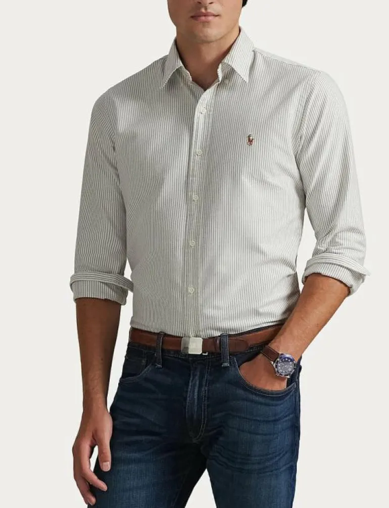 Custom Fit Striped Oxford Shirt - Randiga skjortor