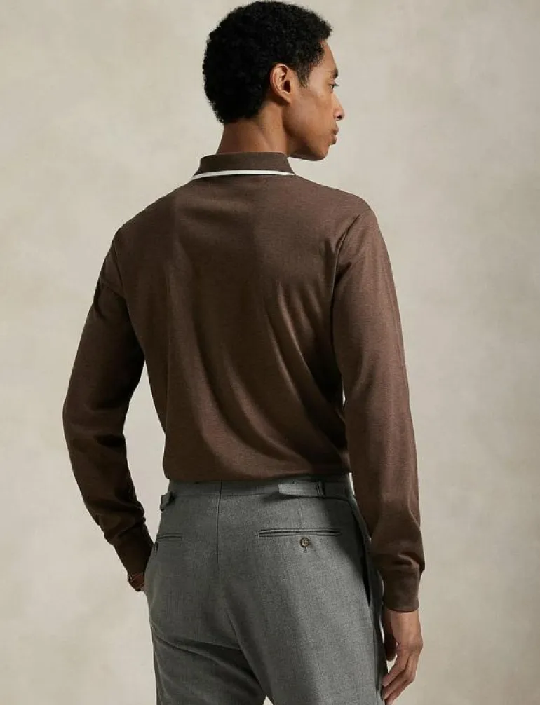 Custom Slim Fit Soft Cotton Polo Shirt - Långärmade pikéer