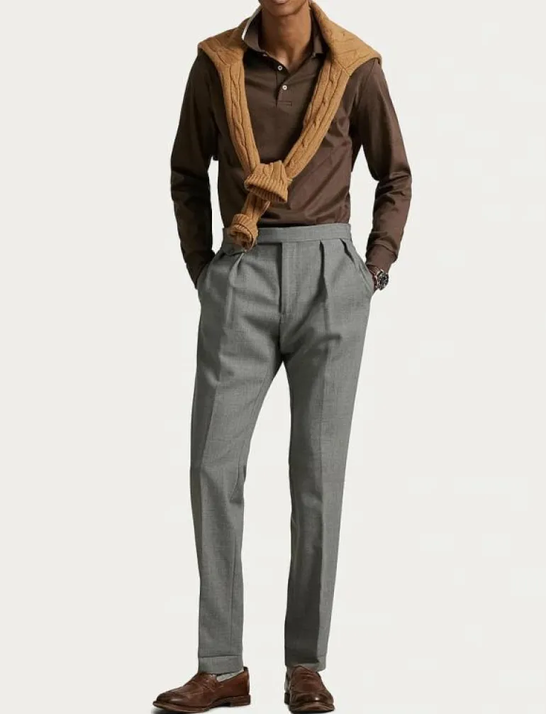 Custom Slim Fit Soft Cotton Polo Shirt - Långärmade pikéer