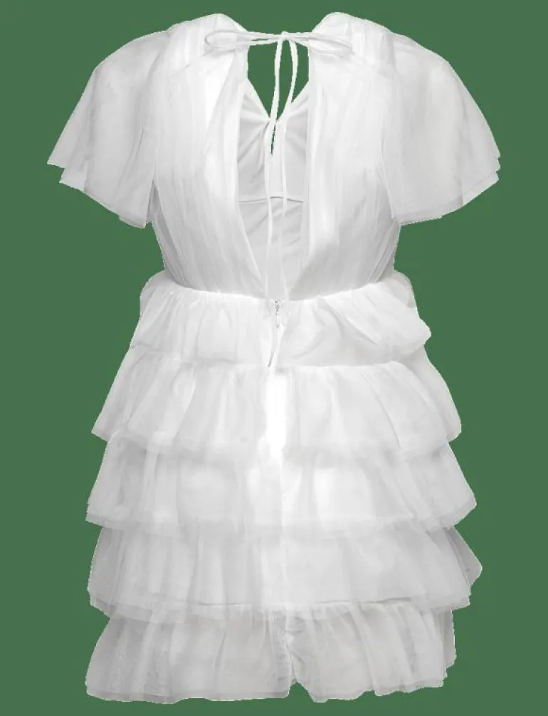 Deep V-neck Tulle Dress - Korta klänningar