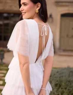 Deep V-neck Tulle Dress - Korta klänningar