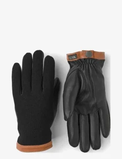 Deerskin Wool Tricot Black/Black - Fingervantar