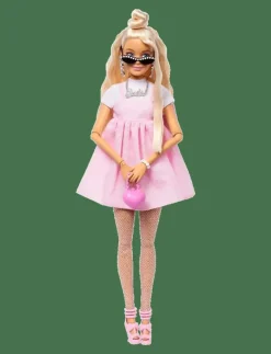 Deluxe Style Doll #3 in Pastel Pink core Dress with Oversized Bow, Blond Hair - Dockor