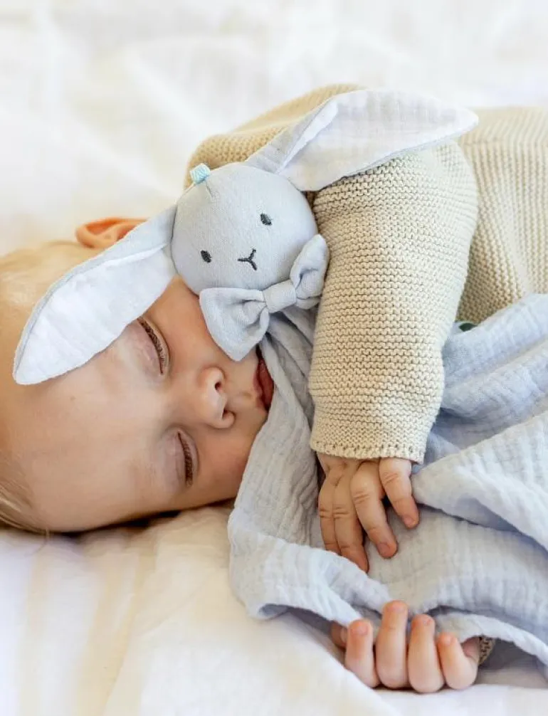 Diinglisar, Snuttefilt, Kanin, Muslin, babyblå - Muslindukar