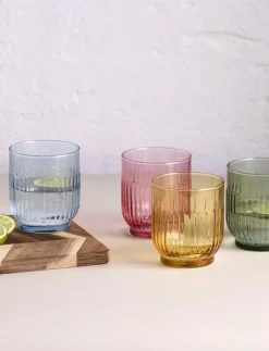 Drinking glasses - coloured 4 pcs mix pack (amber, red, light blue, green) 33.0 cl - Dricksglas