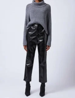 EMMETT PU TAPERED TROUSER - Skinnbyxor