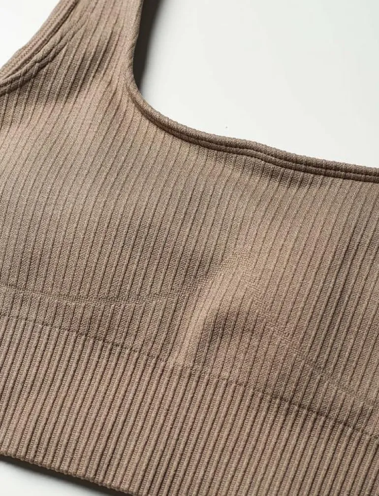 Espresso Ribbed Seamless Bra - Sport BH:ar
