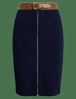 Faux-Leather-Trim Ponte Pencil Skirt - Midi kjolar
